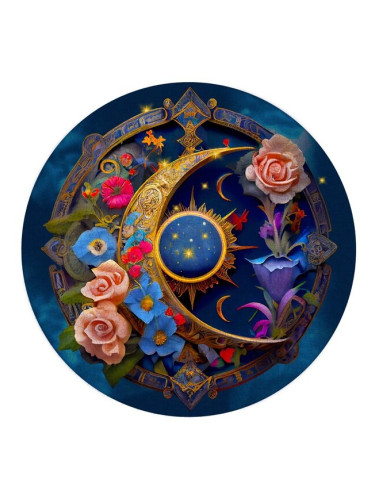 Дървен пъзел Wooden City, 505 части - Луна и цветя