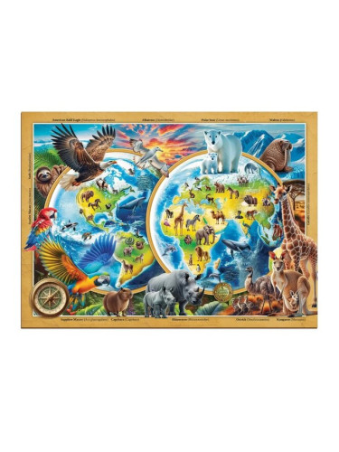 Дървен пъзел Wooden City, 1010 части - Дивите животни на планетата