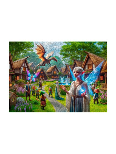 Дървен пъзел Wooden City, 1010 части - Приказно селце