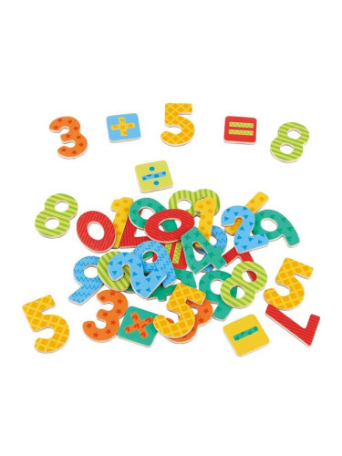  Дървени магнити Lelin - "Цифри и знаци"