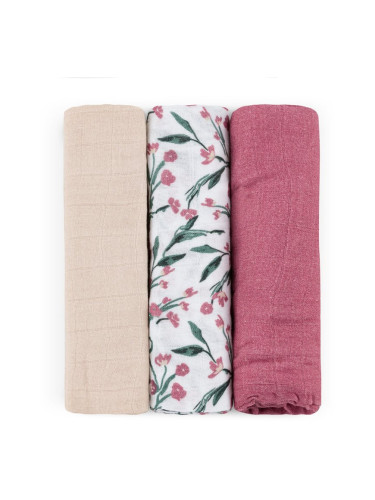 Petite&Mars Moussy пелени от плат Pink Meadow 68 x 68 cm 3 бр.
