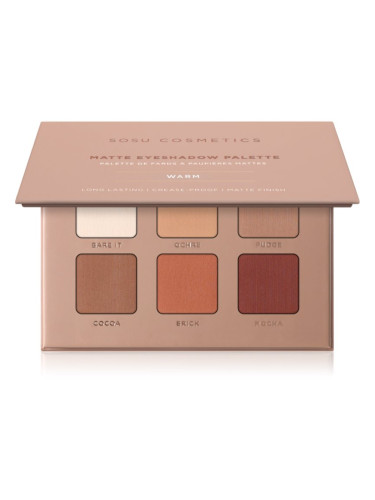 SOSU Cosmetics Matte Eyeshadow Palette палитра сенки за очи цвят Warm 6x1.3 гр.