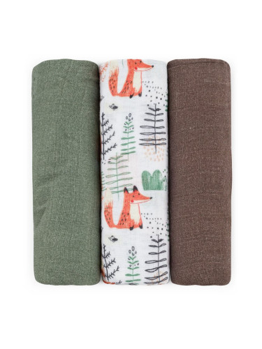 Petite&Mars Moussy пелени от плат Forest Fox 68 x 68 cm 3 бр.