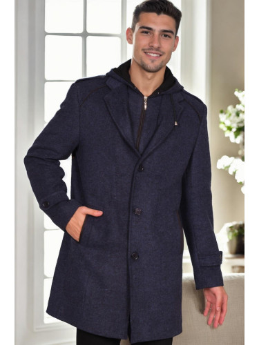 PLT9401 DEWBERRY MEN'S COAT-PATTERNED NAVY BLUE