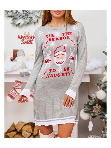 Resti Christmas Sweater Women's Dress in Gray