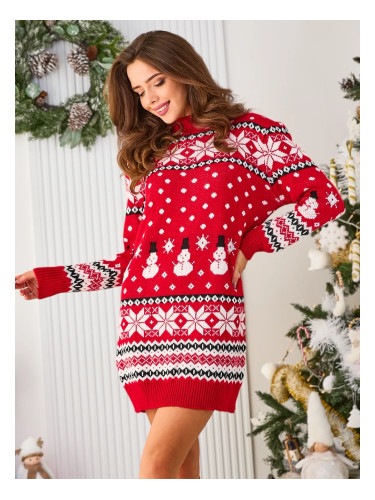 Resti Christmas sweater women's dress in red
