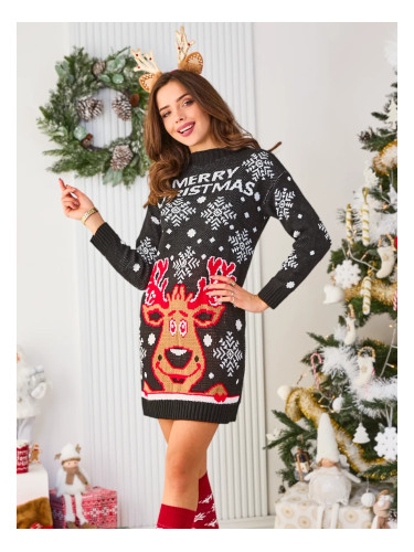 Resti Christmas Sweater Women's Dress in Black