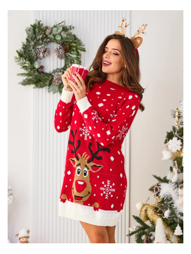 Resti Christmas sweater women's dress in green