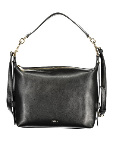 Черна кожена чанта през рамо