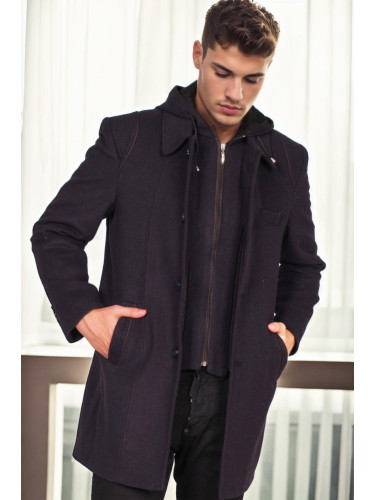 PLT9335 DEWBERRY MEN'S COAT-PATTERNED NAVY BLUE