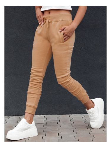 Дамски спортни панталони FITS, цвят кафе