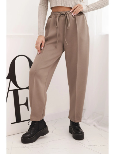 Kesi Włoski Elegant women's high-waisted pants with a tie at the waist fango
