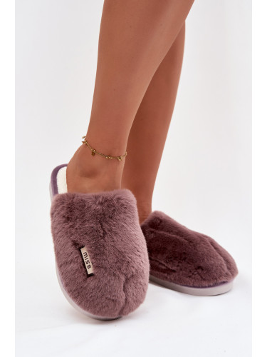 Дамски чехли Boto Fur Dark Purple