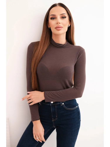 Kesi Włoski Women's cashmere turtleneck long sleeve blouse brown
