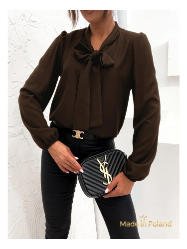 Resti Athena Dark Brown Blouse with Collar