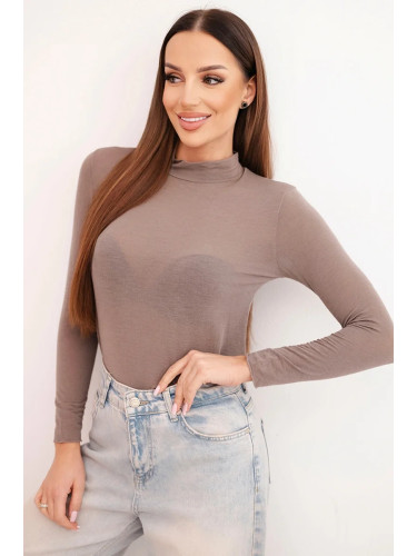 Kesi Włoski Women's cashmere blouse with a delicate turtleneck and long sleeves fango