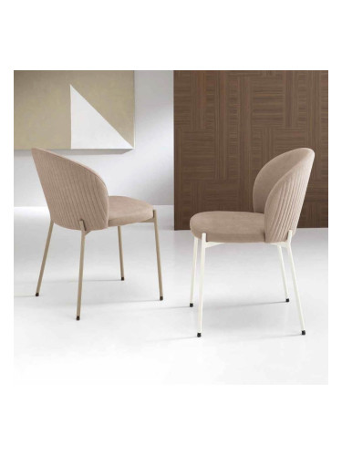 MEGGIE - Стол със сива дамаска и бяла структура