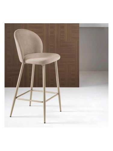 Бар стол MEGGIE с гълъбово сива дамаска и бежова конструкция