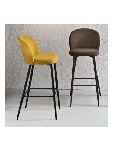 Бар стол MEGGIE с кафява дамаска и`кафява конструкция