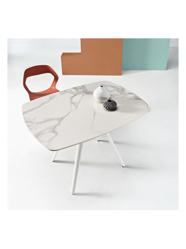 SING - Разтегателна маса с бял мраморен плот