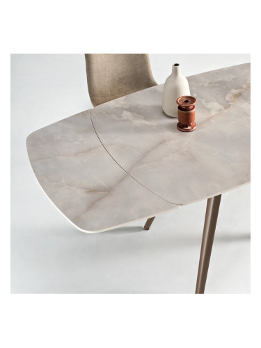 SING - Разтегателна маса с бежов мраморен плот