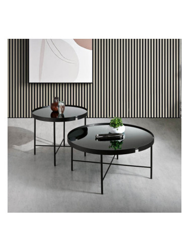 Chris - Метална масичка в два размера ЧЕРНО / ОПУШЕНО ОГЛЕДАЛО