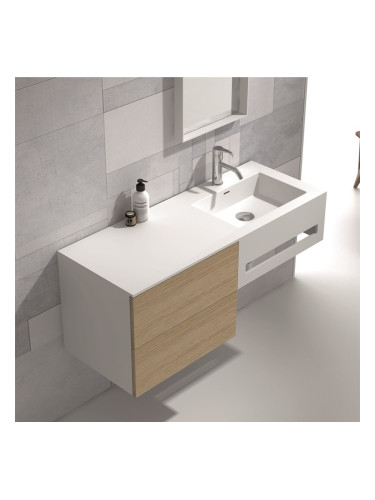 Долен шкаф за баня 120 см с ляв плот ICP 12083R