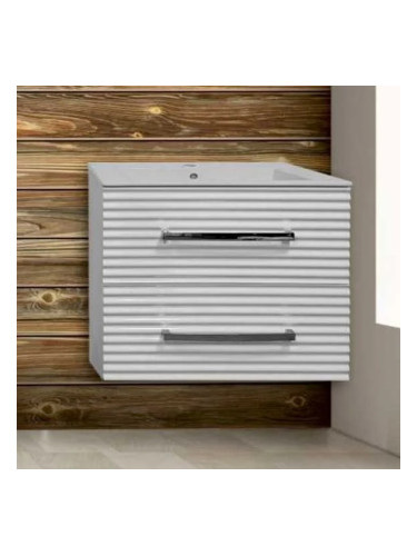 Бял долен шкаф за баня с умивалник Сузана