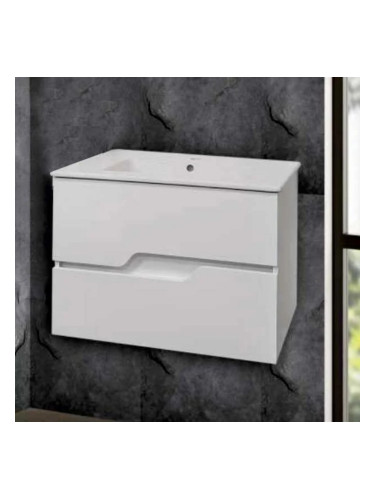 Бял долен шкаф за баня с умивалник Капри