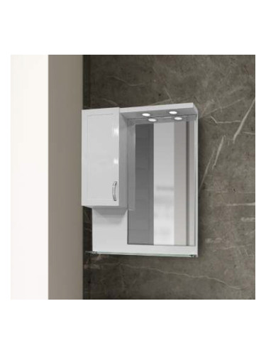 Горен шкаф за баня с огледало и LED осветление Атила