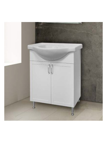Бял долен шкаф Лъки с умивалник