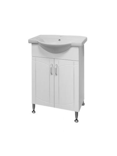 Бял долен шкаф за баня с умивалник Каспър