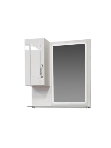 Бял горен шкаф за баня с LED огледало Каспър