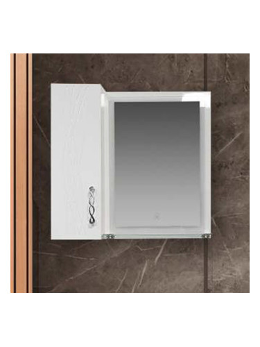 Бял горен шкаф за баня с LED огледало Непал