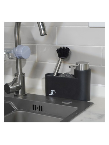 Дозатор за сапун с поставка за гъба - черен