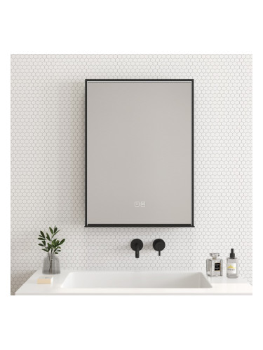 ENZO LED огледало с матова черна рамка