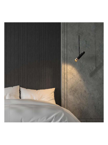 Черен LED пендел Cylinder с димиране, 4W, 3000K