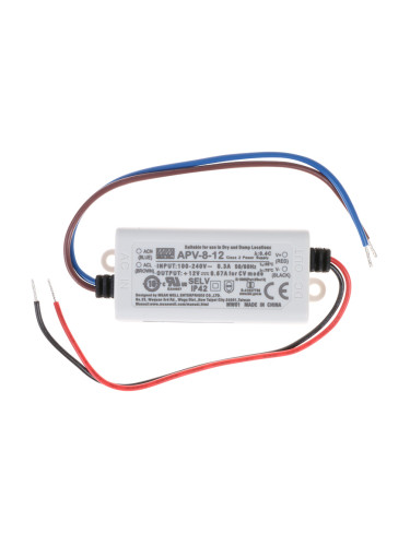 Импулсно захранване 0.67A/12VDC, 8W, IP42, APV-8-12