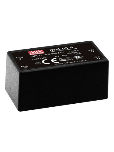 Импулсно захранване IRM-05-12, 12VDC, 0.42A, 5.04W, IP20, MEAN WELL