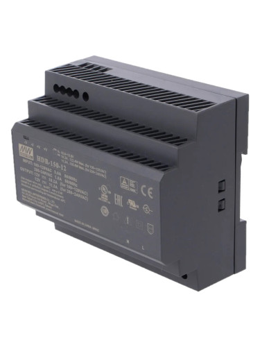 Импулсно захранване за DIN шина HDR-150-12, 10.8~13.2/12VDC, 11.3A, 135.6W, MEAN WELL