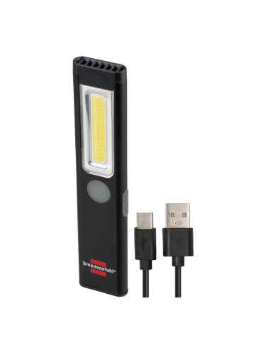 LED COB Фенер, 200lm, акумулаторна батерия, USB-C, черен, Brennenstuhl, 1175590100
