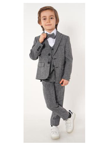 Официален детски костюм за момче от 5 части в сиво Сивина