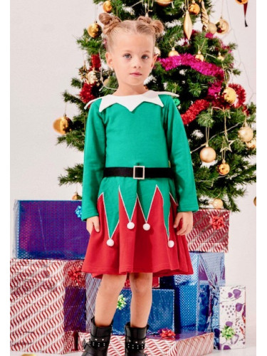 Детска коледна рокля в зелено и червено 5205522277