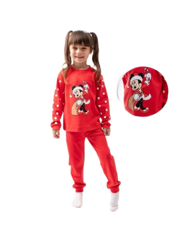Коледна детска пижама за момиче с Мини Маус в червено