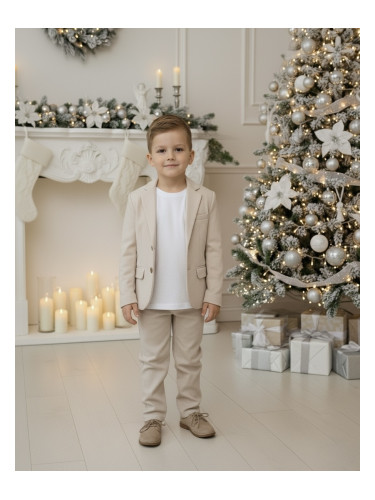 Спортно-елегантен комплект за момче от 3 части-тениска с къс ръкав в б