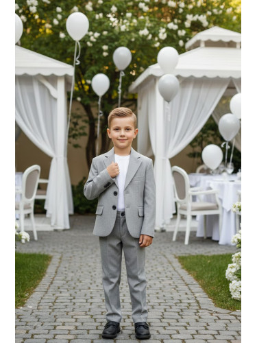 Спортно-елегантен комплект Сивина за момче от 3 части-тениска с къс р