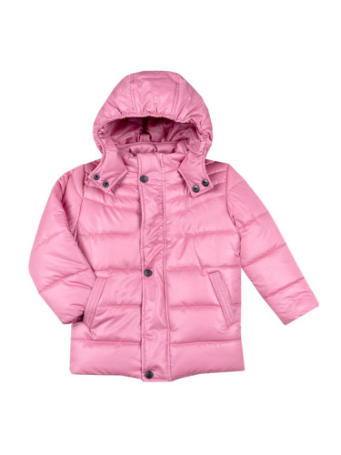 Детско зимно яке за момиче с качулка в розово