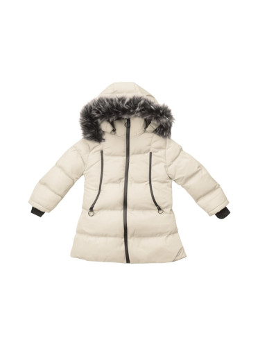 Детско зимно яке за момиче с качулка в бежово