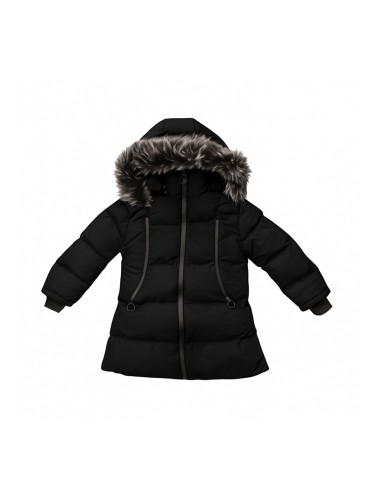 Детско зимно яке за момиче с качулка в черно