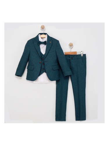 Официален детски костюм за момче от 5 части със сако в зелено
